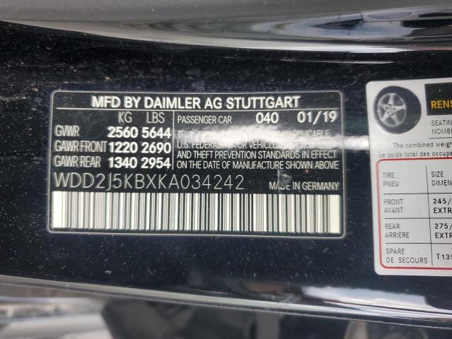 2019 MERCEDES-BENZ CLS 450 4M WDD2J5KBXKA034242