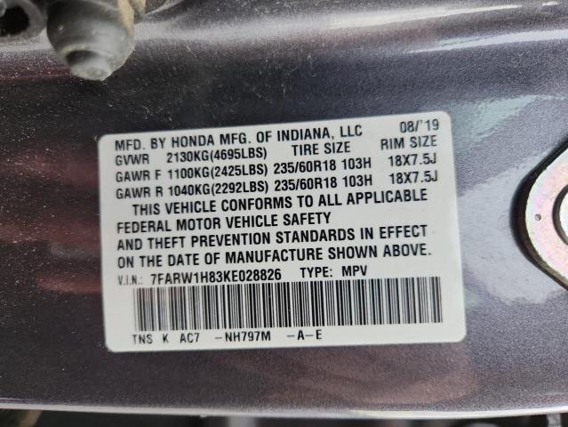 2019 HONDA CR-V EXL - 7FARW1H83KE028826