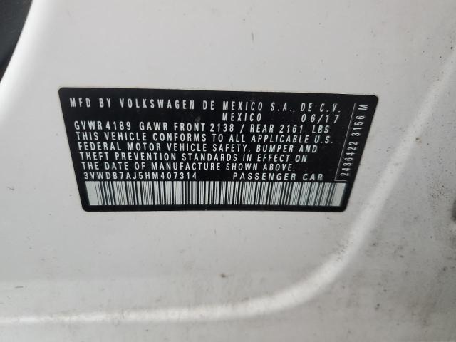 2017 VOLKSWAGEN JETTA SE 3VWDB7AJ5HM407314