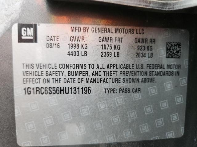 2017 CHEVROLET VOLT LT 1G1RC6S56HU131196
