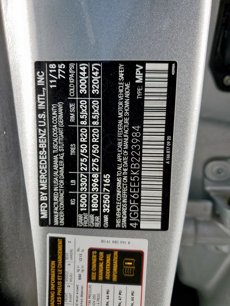 2019 MERCEDES-BENZ GLS 450 4M 4JGDF6EE5KB223984