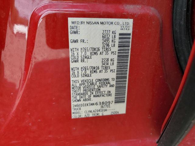 2022 NISSAN FRONTIER S 1N6ED1EK5NN638097