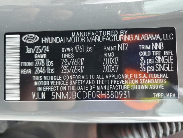 2024 HYUNDAI TUCSON SEL 5NMJBCDE0RH380931