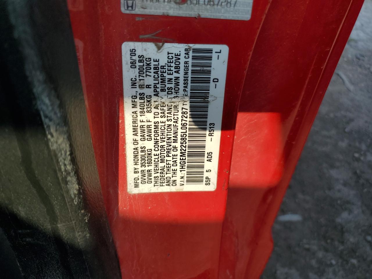 Lot #3291204954 2005 HONDA CIVIC