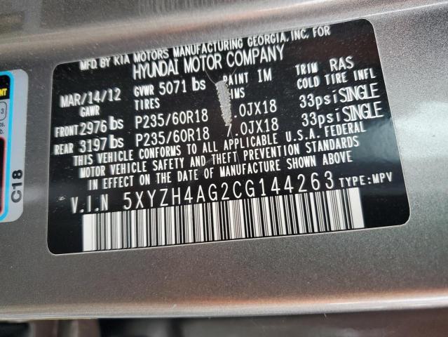 2012 HYUNDAI SANTA FE S - 5XYZH4AG2CG144263