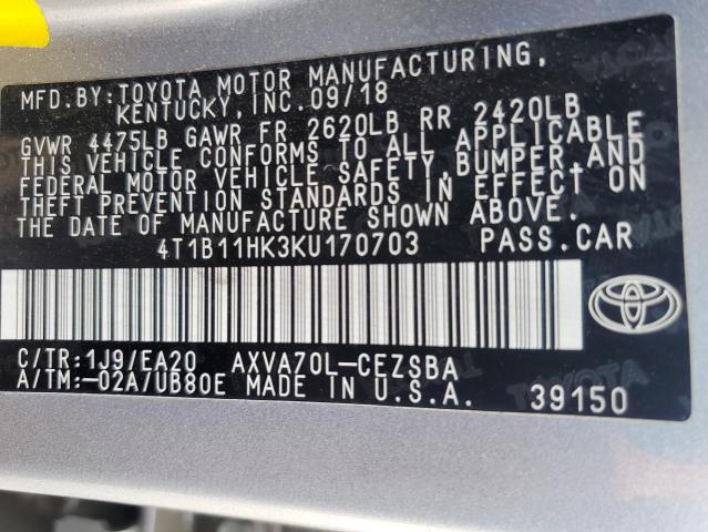 2019 TOYOTA CAMRY L - 4T1B11HK3KU170703