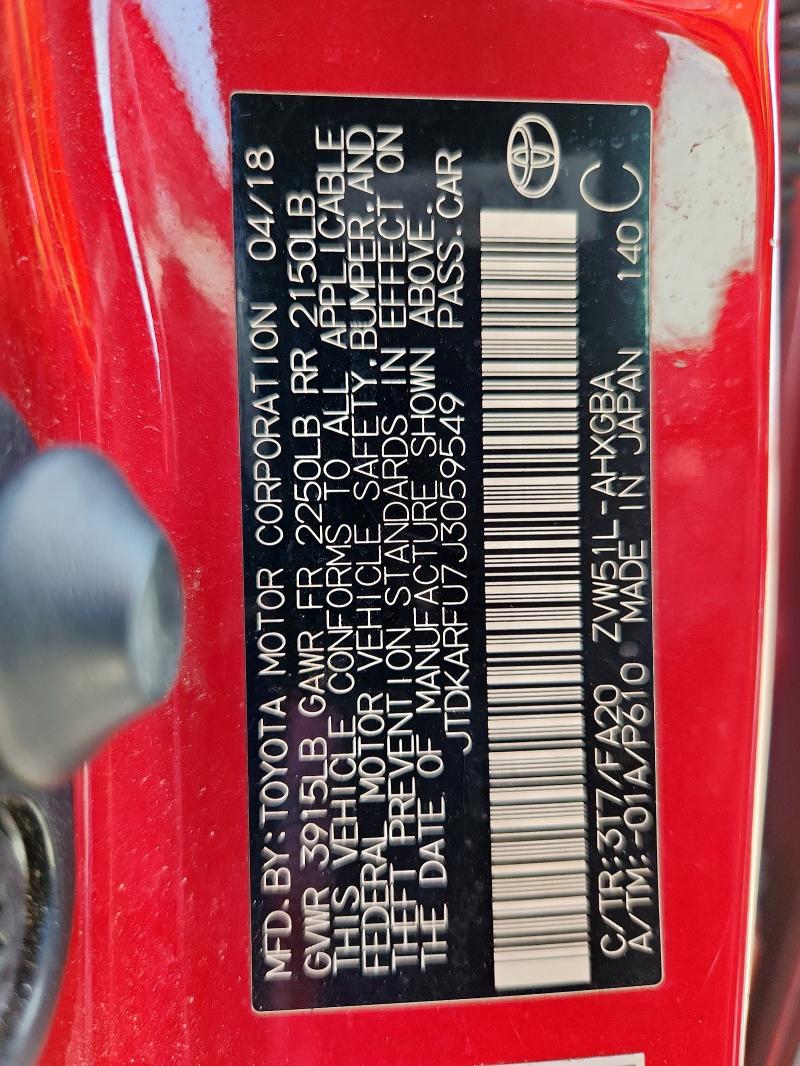 2018 TOYOTA PRIUS JTDKARFU7J3059549