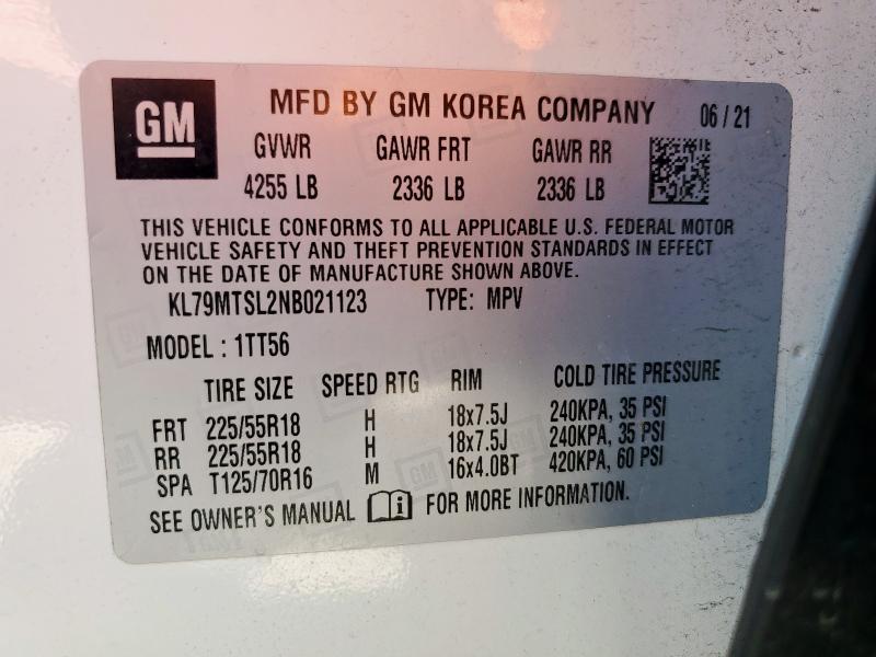 2022 CHEVROLET TRAILBLAZE - KL79MTSL2NB021123