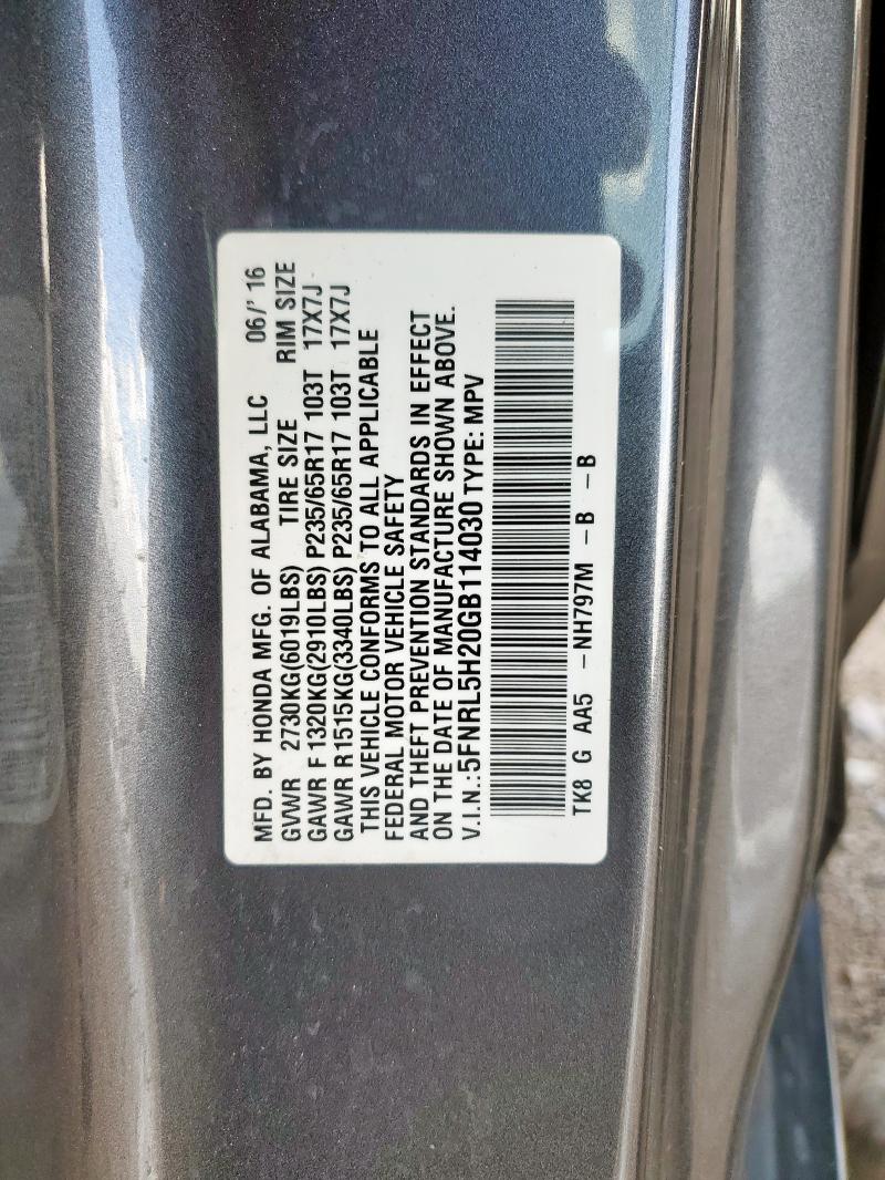 2016 HONDA ODYSSEY LX 5FNRL5H20GB114030