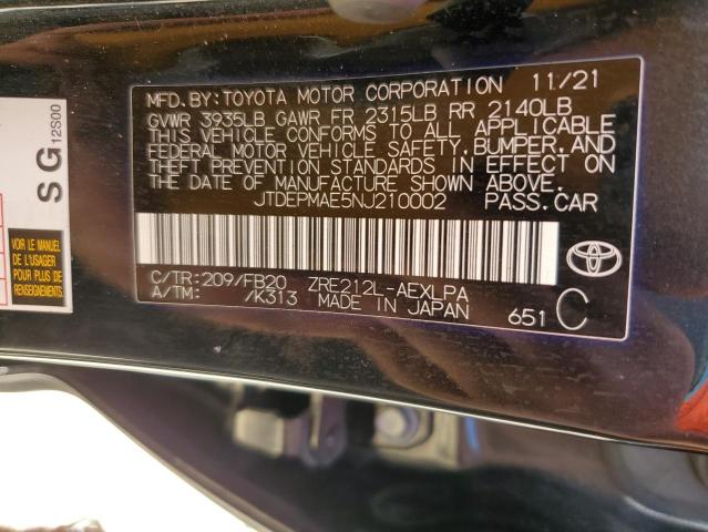 2022 TOYOTA COROLLA LE JTDEPMAE5NJ210002