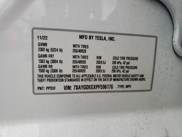 2023 TESLA MODEL Y 7SAYGDEEXPF596176