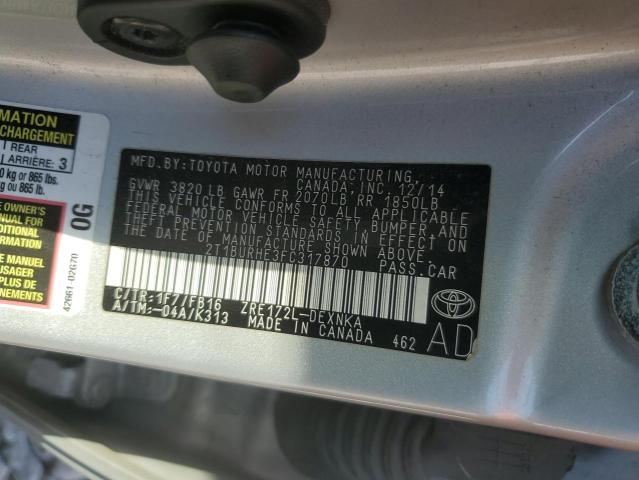 2015 TOYOTA COROLLA L #3308348062