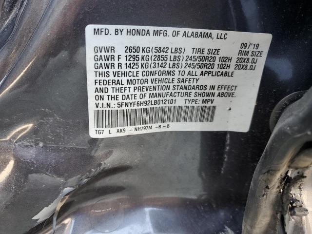 2020 HONDA PILOT TOURING 5FNYF6H92LB012101
