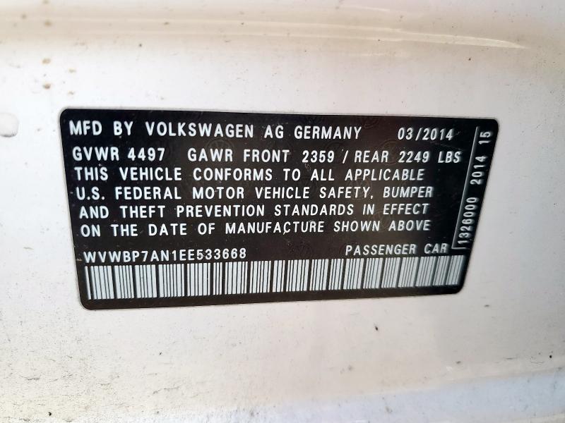 2014 VOLKSWAGEN CC SPORT - WVWBP7AN1EE533668