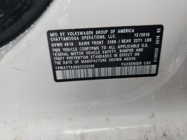 2016 VOLKSWAGEN PASSAT S 1VWAT7A39GC022095