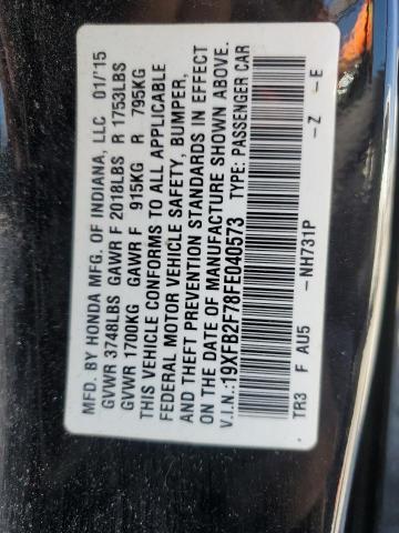 2015 HONDA CIVIC SE 19XFB2F78FE040573