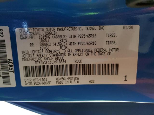 2020 TOYOTA TUNDRA CRE - 5TFAY5F11LX918524