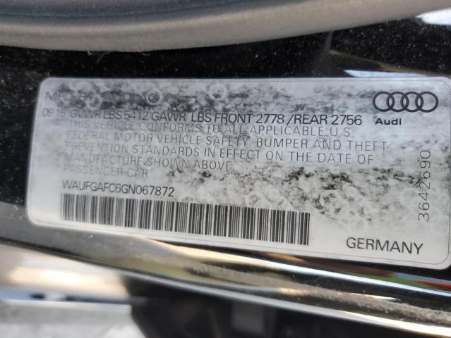 2016 AUDI A6 PREMIUM WAUFGAFC6GN067872