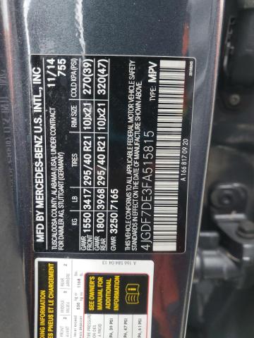 2015 MERCEDES-BENZ GL 550 4MA 4JGDF7DE3FA515815