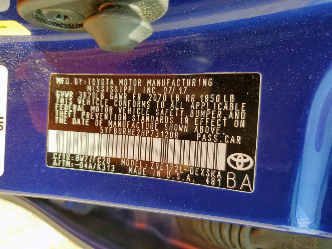 2017 TOYOTA COROLLA L - 5YFBURHE2HP731208