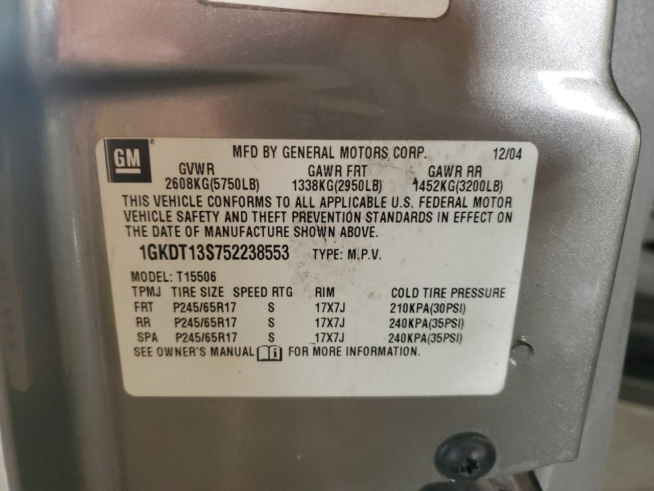 Lot #3310336967 2005 GMC ENVOY