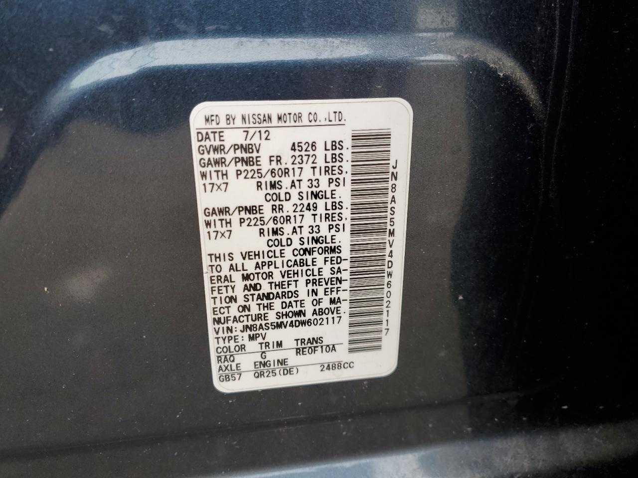 Lot #3240102473 2013 NISSAN ROGUE S