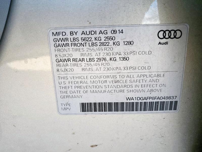 2015 AUDI Q5 PREMIUM WA1DGAFP6FA049837