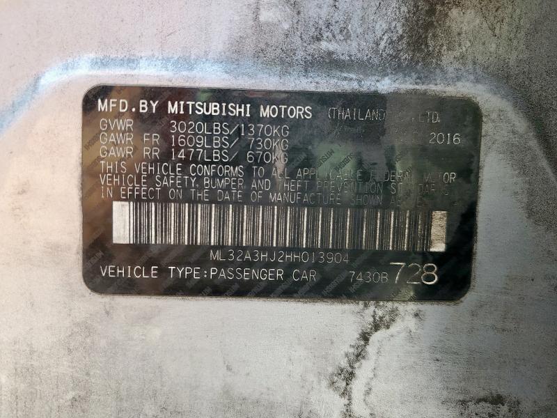 2017 MITSUBISHI MIRAGE ES ML32A3HJ2HH013904