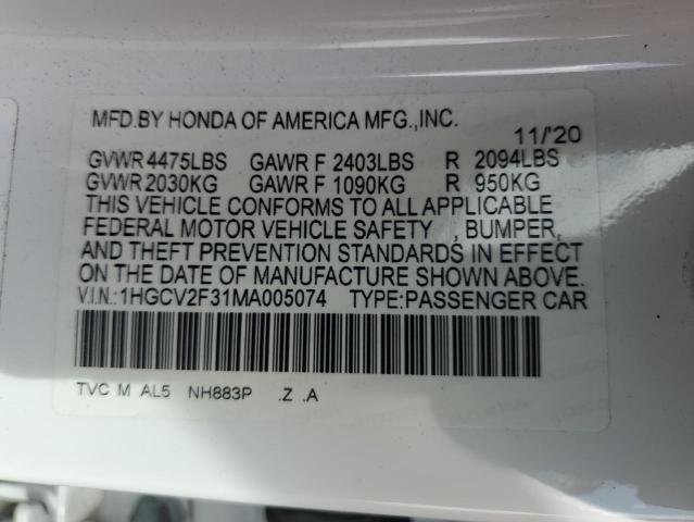 2021 HONDA ACCORD SPORT #3301748349