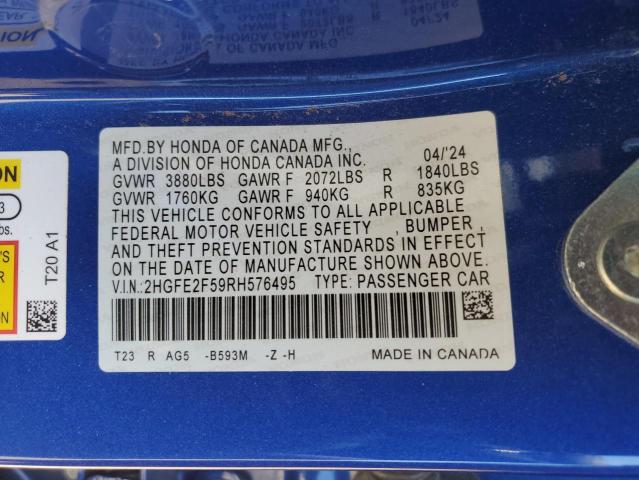 2024 HONDA CIVIC SPORT - 2HGFE2F59RH576495