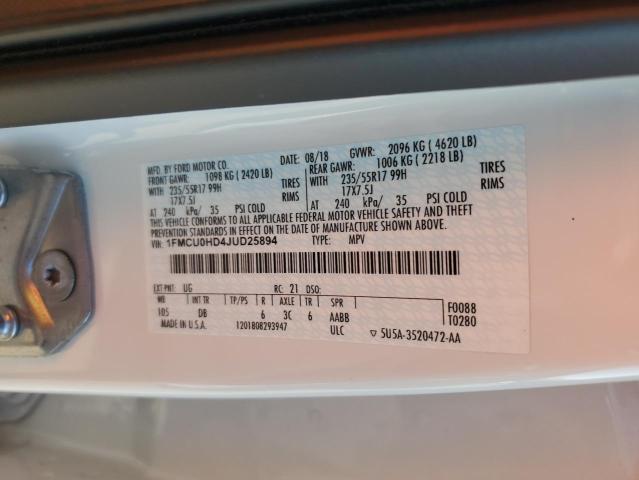 2018 FORD ESCAPE SEL - 1FMCU0HD4JUD25894