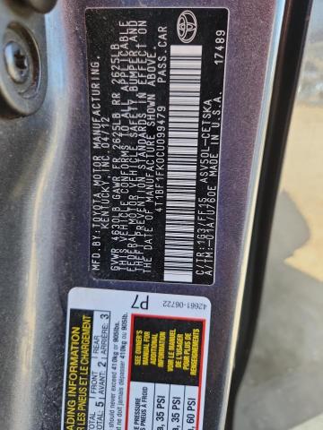 2012 TOYOTA CAMRY BASE - 4T1BF1FK0CU099479