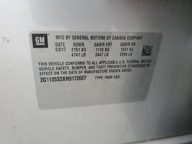 2017 CHEVROLET IMPALA LT 2G1105S3XH9172667