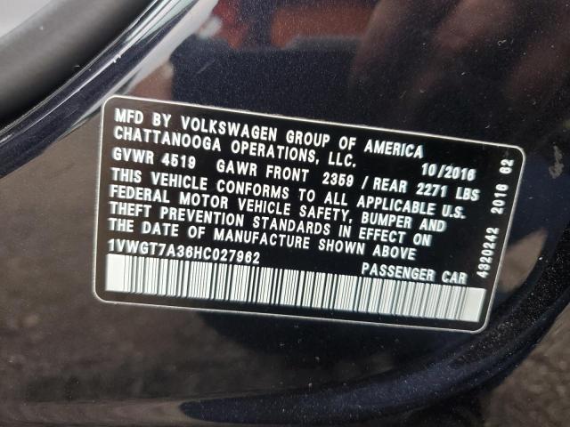 2017 VOLKSWAGEN PASSAT SE 1VWGT7A36HC027962