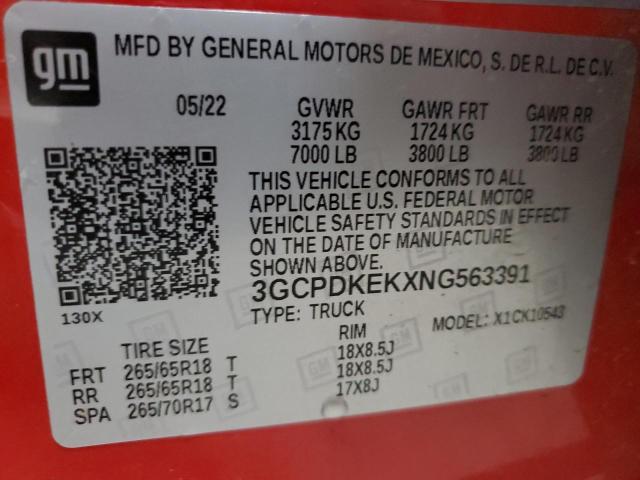 2022 CHEVROLET SILVERADO K1500 LT-L 3GCPDKEKXNG563391