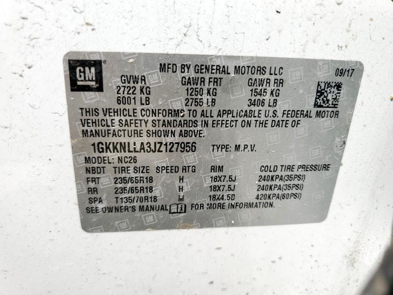 2018 GMC ACADIA SLE 1GKKNLLA3JZ127956