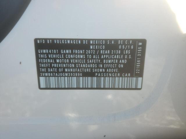 2016 VOLKSWAGEN JETTA 3VWB67AJ0GM393896
