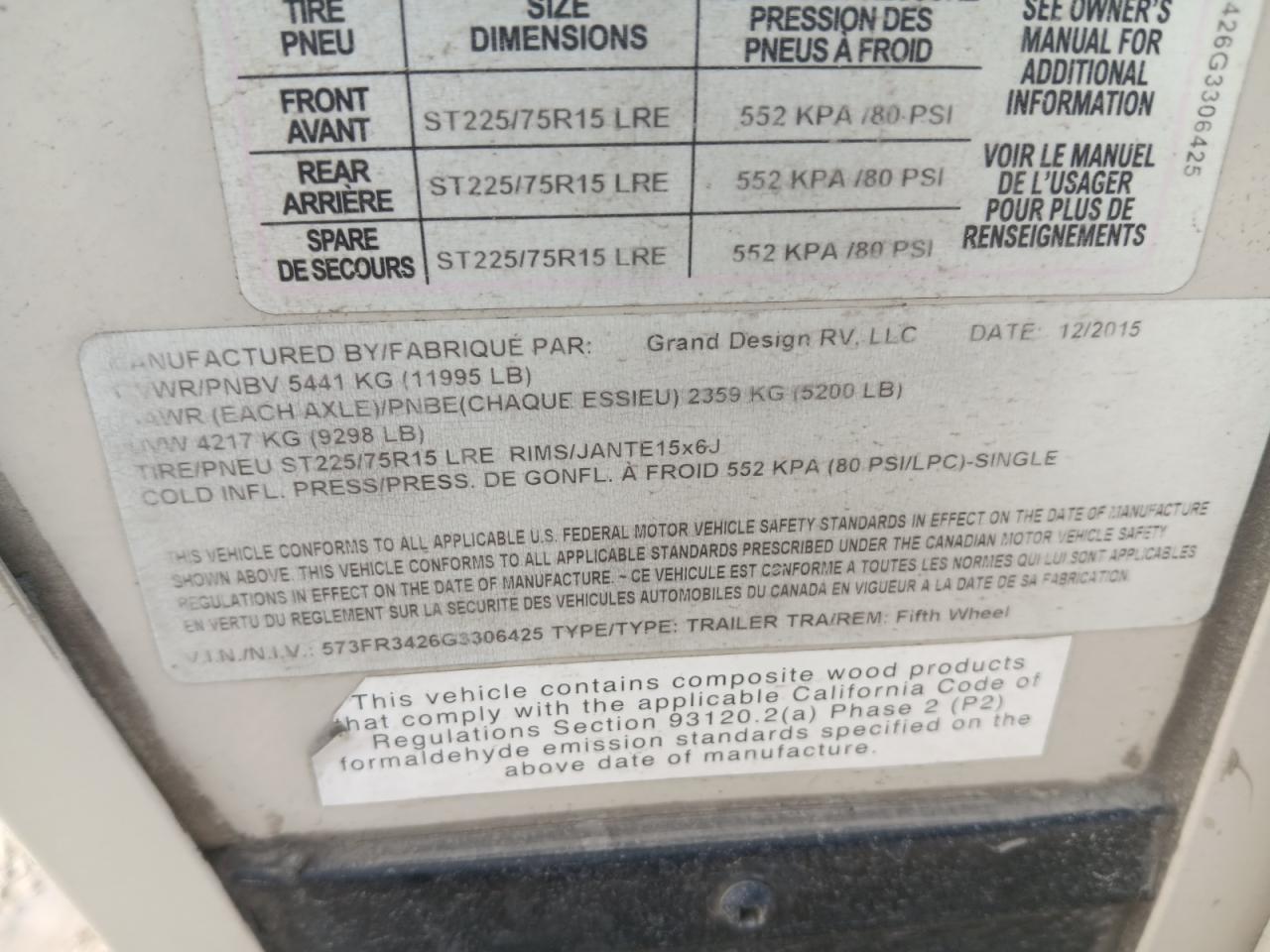 Lot #3269828675 2016 GRAND DESIGN REFLECTION