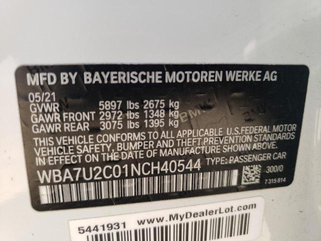 2022 BMW 750 XI WBA7U2C01NCH40544