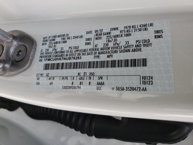 2022 FORD ESCAPE SEL 1FMCU0H67NUB78283