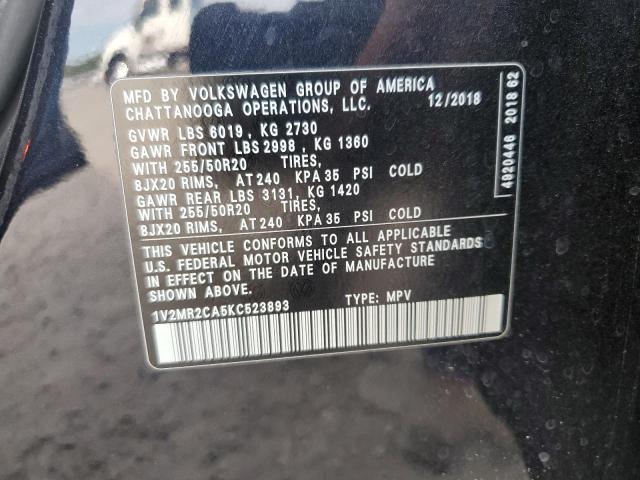 2019 VOLKSWAGEN ATLAS SEL 1V2MR2CA5KC523893