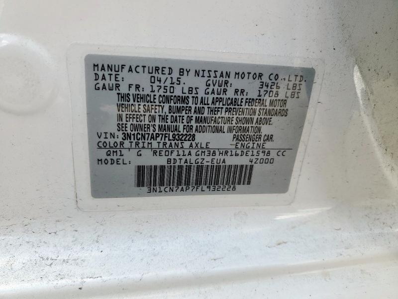 2015 NISSAN VERSA S 3N1CN7AP7FL932228