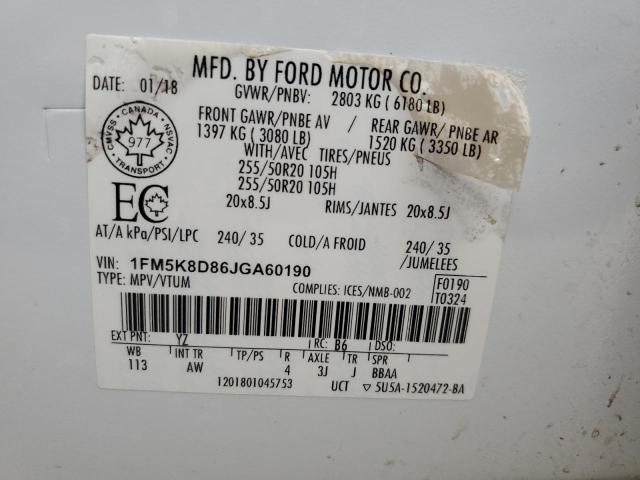 2018 FORD EXPLORER XLT - 1FM5K8D86JGA60190