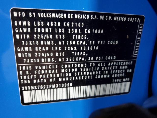 2023 VOLKSWAGEN TAOS SE 3VVNX7B22PM313990