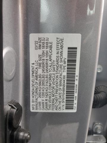 2022 HONDA PILOT TRAI 5FNYF6H88NB044366