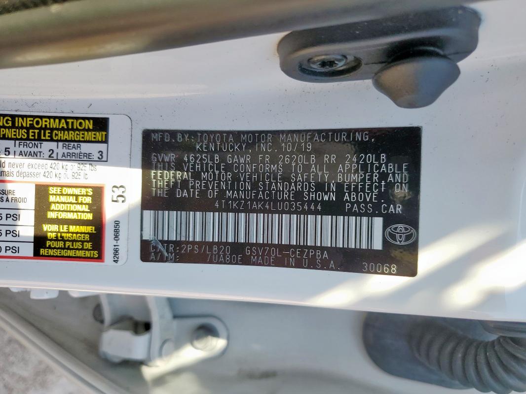 2020 TOYOTA CAMRY TRD 4T1KZ1AK4LU035444