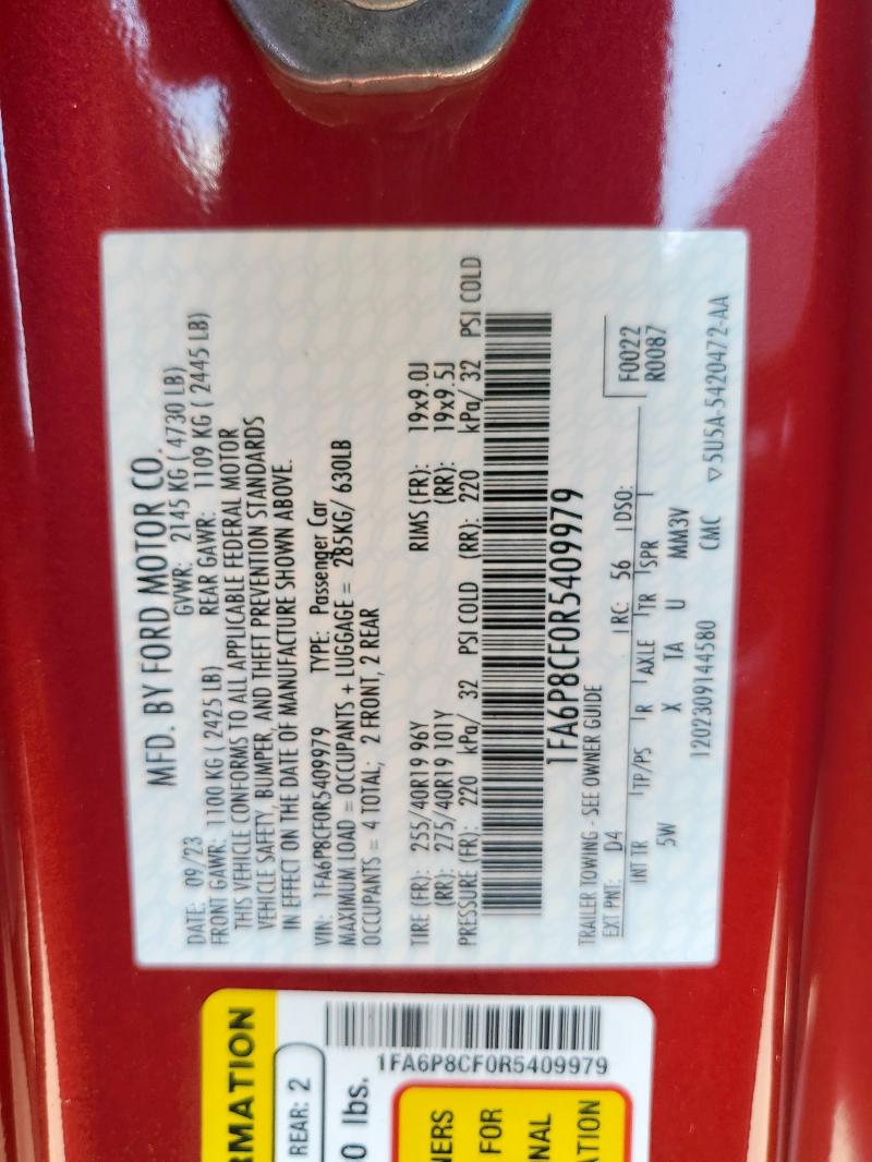 2024 FORD MUSTANG GT - 1FA6P8CF0R5409979