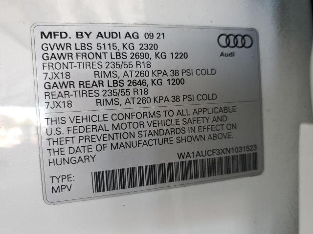 2022 AUDI Q3 PREMIUM WA1AUCF3XN1031523
