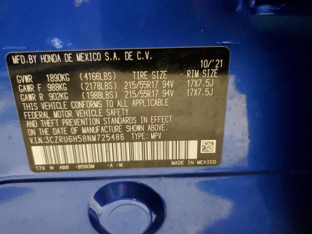 2022 HONDA HR-V EX 3CZRU6H58NM725486