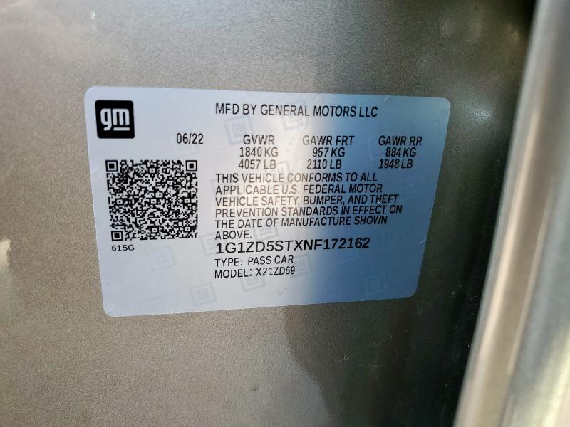 2022 CHEVROLET MALIBU LT - 1G1ZD5STXNF172162